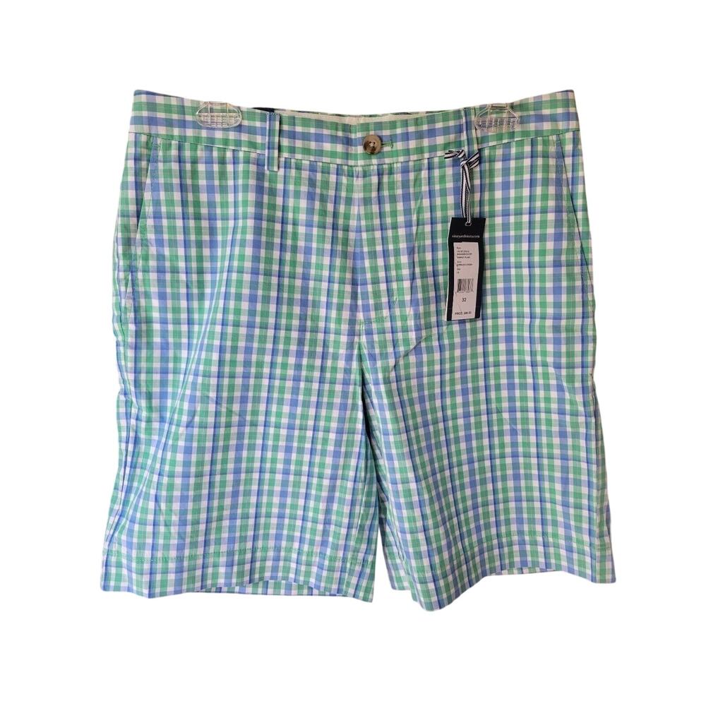 Nwt men's vineyard vines sz 32 breaker shorts parrot plaid Barbuda green color